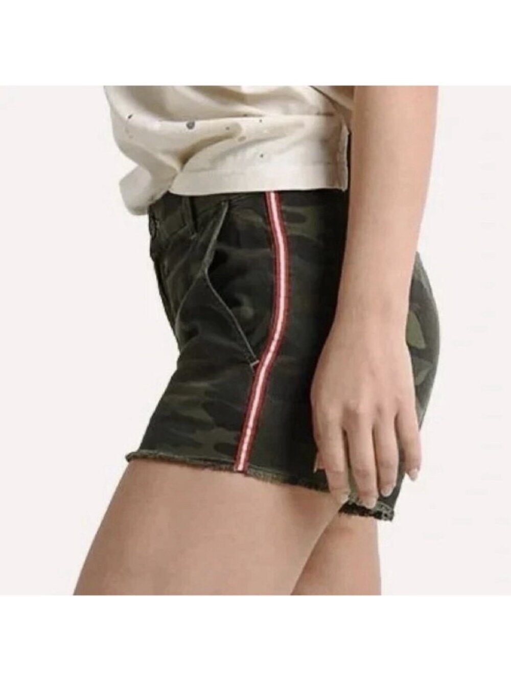 Sundry Le Soleil Camouflage Red Stripe Shorts Size 27